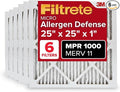 Filtrete 25x25x1 AC Furnace Air Filter, MERV 11, MPR 1000, Micro Allergen Defense, 3-Month Pleated 1-Inch Electrostatic Air Cleaning Filter, 6 Pack (Actual Size 24.81x24.81x0.81 in)