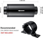 EVIL ENERGY Inline Fuel Filter 40 Micron with Barb 1/2", 3/8", 5/16" Fitting Adapter 60MM Universal Aluminum Black, for Gasoline, Diesel, Rubber Fuel Line, Car EFI & Carb Fuel Systems