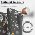 Cartoon Space Outdoor Curtains for Patio Rockets Planets Astronauts Gray Waterproof Outside Curtains with Grommet Top Weatherproof Curtain for Cabana Pergola Gazebo, 2 Pack, 54" W x 95" L