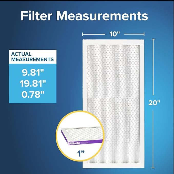 Filtrete 10x20x1 AC Furnace Air Filter, MERV 12, MPR 1500, CERTIFIED asthma & allergy friendly, 3 Month Pleated 1-Inch Electrostatic Air Cleaning Filter, 6-Pack (Actual Size 9.81x19.81x0.78 in)