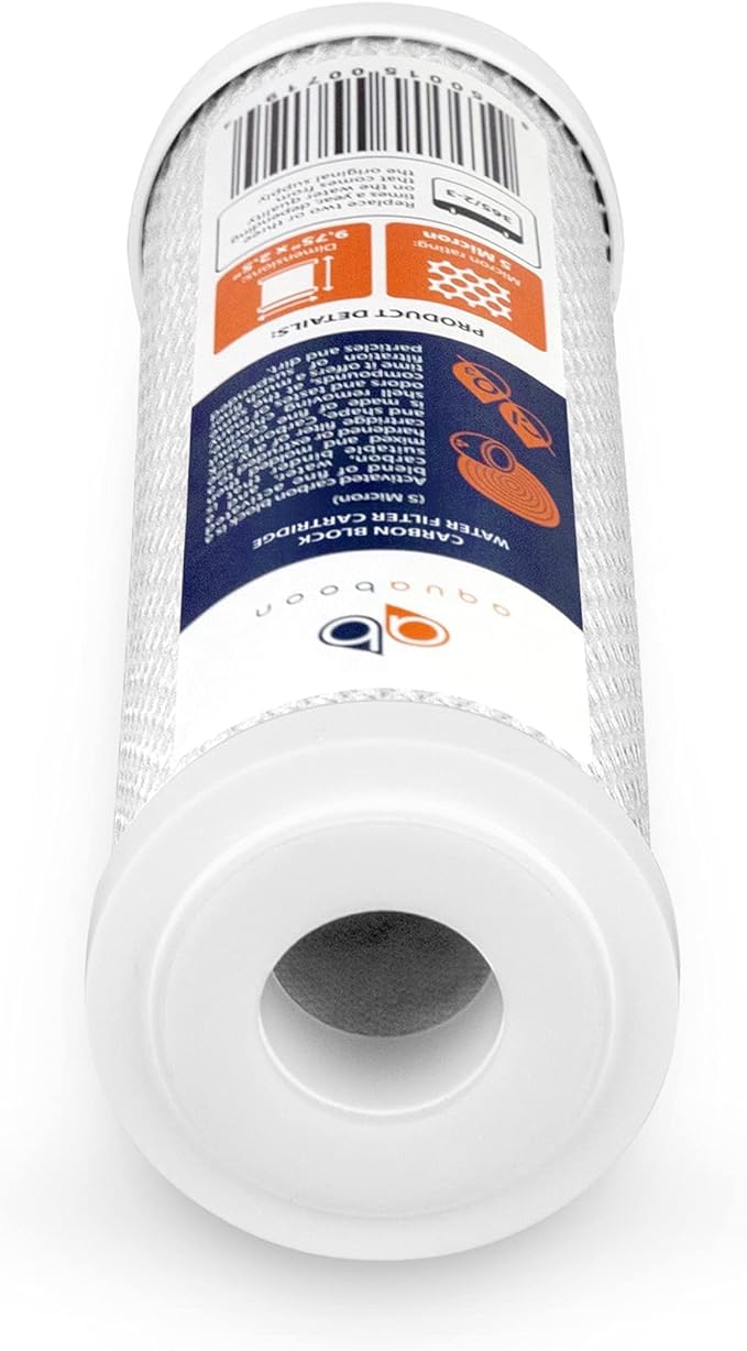 Aquaboon 5 Micron 10 x 2.5 Carbon Block Water Filter Cartridge CTO Whole House Water Filter Replacement Compatible with WHKF-WHWC, FXWTC, 25-PACK