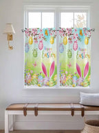 Easter Kitchen Curtains 54 Inches length, Spring Bunny Colorful Rabbit Eggs Butterfly Blue Green Window Treatment Curtain Drapes, Thermal Insulated Drapes for Basement Hotel RV, 42"x54", 2 Panels