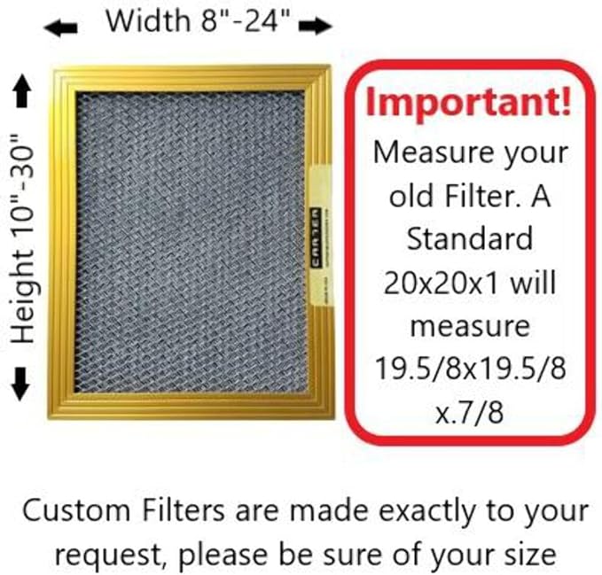 CARTER | Gold | MERV 8 | HVAC & Furnace Filter | Washable Electrostatic ((16x24x1))