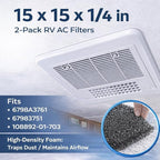 RV AC Foam Filter Compatible with Coleman Winnebago，15 x 15 x 1/4 inch（2 Pack) by Wadoy Air Conditioner Foam Filter Replace for 6798A3761 108892-01-703