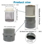 1.2 inch Stainless Steel Filter Cover Connected to 1.2 inch/DN32 Grey PVC Water Pipe, Suction Strainers Used to Remove Debris and Reduce Solid Entry(1pcs)