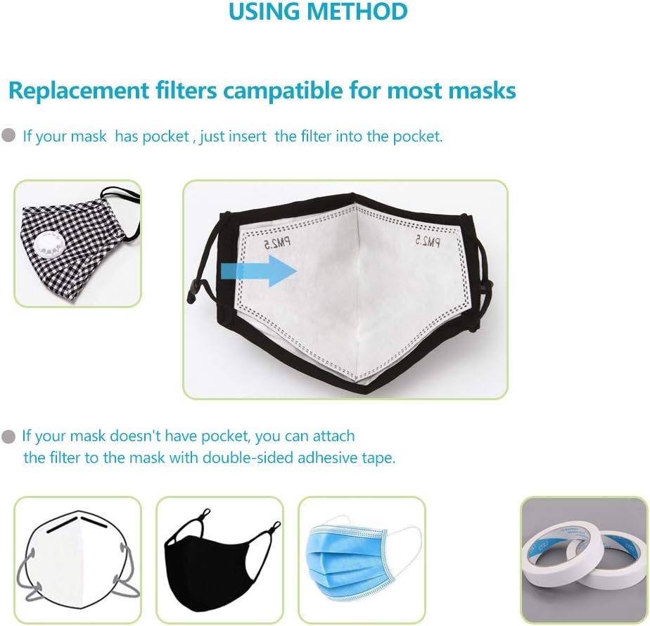 100 PCS New 3D Cutting PM 2.5 Activated Carbon Filter, 5 Layers 3D Pm2.5 Filter Insert Dustproof Air Pollution Replaceable Protective Filter Large Size