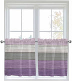 Country Wood Board Gray Purple Window Valance Curtains, Farmhouse Gradient Plank Light Filtering Kitchen Valance with 3-inch Rod Pocket for Living Room Bathroom Bedroom,2 Panel,27.5x36In
