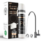 Under Sink Water Filter System with Brushed Nickel Faucet, NSF/ANSI 42&53 Anti-Clogged Pleated Filter Quick Change EZ Install, Reduce PFAS/Lead/Chlorine/Sediment, 8K Gallons Long-Lasting