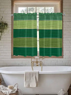 Farm Retro Green Wood Grain Window Valance Curtains, Rustic Wooden Plank Texture Light Filtering Kitchen Valance with 3-inch Rod Pocket for Living Room Bathroom Bedroom,2 Panel,52x54In