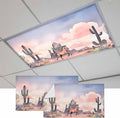 Fluorescent Light Covers for Drop Ceiling Watercolor Running Horse Cactus Magnetic Light Filters, Desert Hill Ombre Sky Ceiling Shade Filters for Home Classroom Office,2x4 ft,2Packs