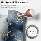 Marble Texture Outdoor Curtains for Patio Abstract Gradient Blue Golden Gorgeous Waterproof Outside Curtains with Grommet Top Weatherproof Curtain for Cabana Pergola Gazebo, 1 Panel, 54" W x 84" L
