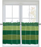 Farm Retro Green Wood Grain Window Valance Curtains, Rustic Wooden Plank Texture Light Filtering Kitchen Valance with 3-inch Rod Pocket for Living Room Bathroom Bedroom,2 Panel,27.5x24In
