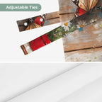 Country Flower Tie Up Valance for Window, Western Texas Star Butterfly Barn Door Adjustable Balloon Window Shade Valance Curtain for Kitchen Cafe Bathroom Window Treatment Panel 60''x18''