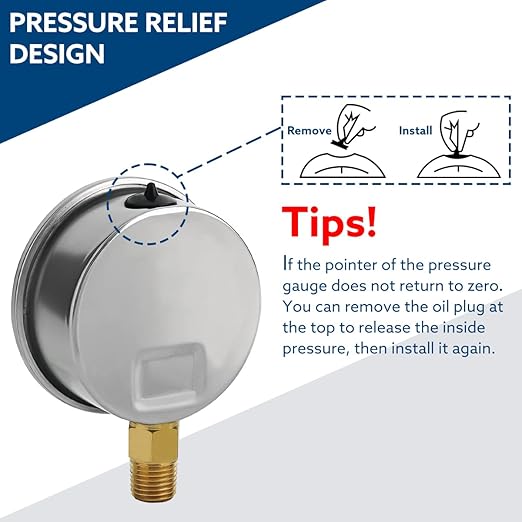 SENCTRL 0-160 Psi Glycerin Liquid Filled Air Pressure Gauge, 2.5" Dial Size, 1/4" NPT Lower Mount, Stainless Steel Case, Water Pump, Tire, Large Air Compressor, Well Pump, RV Regulator Pressure Test