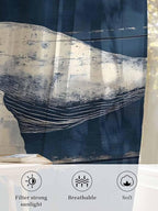 Sheer Curtains 54 Inch Length, Ocean Vintage Whale Semi Sheer Curtains Light Filtering Window Treatment, Summer Retro Wood Grain Privacy Voile Drapes for Living Room Bedroom 52x54 Inch