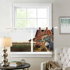 Farm Donkeys Kitchen Curtains 24 Inch Length, Small Window Curtains Tab Top, Farmhouse Barn Funny Animals Butterfly Light Filtering Short Window Treatments Tier Drapes 27.5"x24" 2 Panel