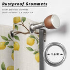 Summer Outdoor Curtains for Patio Lemon Gnome Leaf Linen Texture Waterproof Outside Curtains with Grommet Top Weatherproof Curtain for Cabana Pergola Gazebo, 1 Panel, 54" W x 108" L