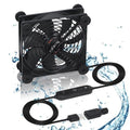 Quiet 120mm USB 5V/12V DC Fan - IPX5 Waterproof, 10 Speed, Portable Cooling Fan for Tablet, TV, Receiver, Router, DVR, Xbox, Greenhouse, Kennel, Computer Cabinet & Component Cooling