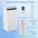 Portable Air Conditioner 14000 BTUs with Cooling, Dehumidifier, Fan 3-in-1 Room AC unit, 3 Air Speeds, 24-Hour Timer, Sleep Mode - Cools up to 750 Sq. Ft. - Ideal for Home, Garage, Office