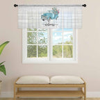 Welcome Sheer Valance Curtains, Summer Car with Cactus Succulents Grey Wood Grain Light Filtering Kitchen Valances Rod Pocket Voile Curtain Window Treatment for Bedroom/Living Room/Basement 54Wx18L