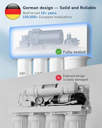 Ecoviva 1000GPD UnderSink Reverse Osmosis System, German Design, NSF/ANSI 58 61 372 Tankless 9-Stage 3:1 Pure to Drain, 10 Years Robust Alkaline RO Water Filtration, Fully Sealed