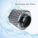Universal Clamp-On Cold Intake Cone Air Filter 3", Washable Filter, High Flow Cone Filter, Flange Diameter 3 Inch Black