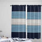 Vintage Country Woodcuts Window Valance Curtains, Blue Gradient Striped Light Filtering Kitchen Valance with 3-inch Rod Pocket for Living Room Bathroom Bedroom,2 Panel,52x72In