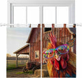Farm Rooster Bedroom Curtains 63 Inch Length, Window Curtains Tab Top, Farmhouse Barn Funny Animals Butterfly Light Filtering Window Treatments Drapes 42"x63" 2 Panel