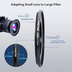 46mm Lens to 77mm Camera Lens Adapter,46mm to 77mm Filter Step-Up Adapter Ring,Compatible All 77mm Filter Accessory