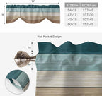 Teal Brown Tie Up Valance Curtains for Windows, Kitchen Curtains Window Shades, Farmhouse Vintage Abstract Wooden Grain Light Filtering Roman Curtain Valances for Bedroom/Bathroom/Cafe 60"x18"