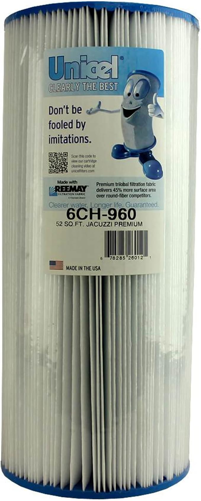 Unicel 6CH-960 52 Square Foot Media Replacement Hot Tub Spa Filter Cartridge with 113 Pleats, 1 Pack