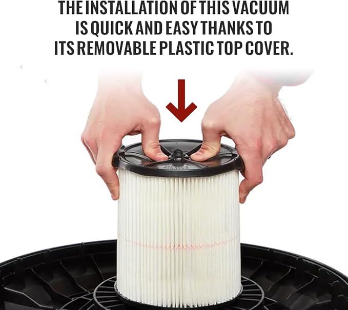 17816/9-17816 Red-Stripe Cartridge Filter Replacement – Compatible with Craftsman 5–32 Gallon Wet/Dry Shop Vac – Washable Pleated Vacuum Filter, 1 Pack