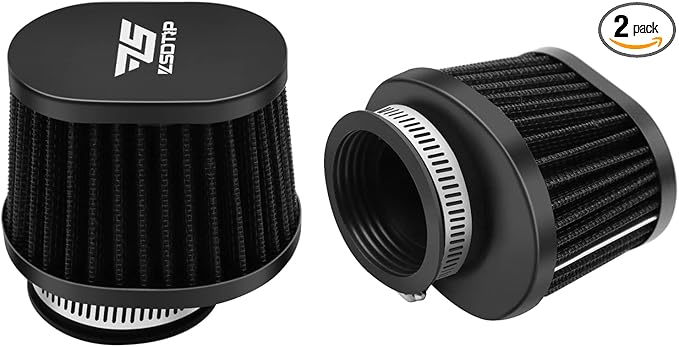 2PCS Motorcycle Air Filter Universal 45MM Replacement Engine Filter High Performance Air Filters Fit Motocross Carburetor Cleaner for Pit Bike Scooter Moped ATV (Black)