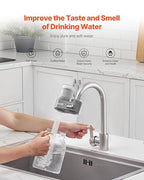 VEVOR Water Filter for Sink Faucet, Faucet Mount Water Filtration, 5-Stages Filter Reduce 97% Lead, 95% Chlorine, Rust, Skincare Tap Water Purifier for Kitchen Bathroom,1 Filter, Grey