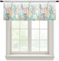 Summer Beach Sheer Valance Curtains, Ocean Colorful Coral Shell Seaweed Starfish Light Filtering Kitchen Valances Rod Pocket Voile Curtain Window Treatment for Bedroom/Living Room/Basement 54Wx18L