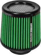 KYOSTAR Universal 3" (76mm) High-Flow Air Filter, Reusable Cone Cold Air Intake, High Performance, Washable, Clamp-On Car High Flow Dry Air Kit, Flange Diameter: 3 Inch, Filter Height: 6.4 Inch, Green