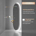 LUVODI Lighted LED Bathroom Mirror: 40x20IN Oval Anti-Fog Dimmable Wall Mounted Makeup Mirror with Backlit - Illuminated 3 Colors Vanity Mirrors with Demister Pad Smart Touch Switch Memory Foam