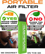 VapeVac(Registered AMZ Brand) – Pocket-Sized Personal Air Filter for Discreet Output Reduction | Minimizes Odor, Keeps Air Fresh | Not an Emission Device – 500+ Uses (Green)