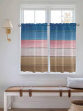 Blue Pink Brown Gradient Wood Grain Window Valance Curtains, Vintage Wood Board Light Filtering Kitchen Valance with 3-inch Rod Pocket for Living Room Bathroom Bedroom,2 Panel,52x45In