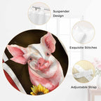 Pigs Sunflowers Living Room Curtains 84 Inch Length, Window Curtains Tab Top, Farmhouse Red Barn Flowers Animals Light Filtering Window Treatments Drapes 42"x84" 2 Panel