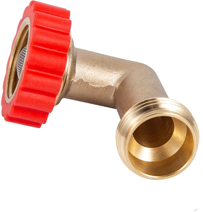 Lead-Free Brass 90 Degree Hose Saver,90°Hose Elbow Fitting Quick Swivel Connect Adapter,Thread Size 3/4" Connectors,Hose Protector with Water Filter（2 Pcs）