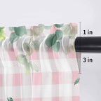Easter Sheer Valances for Windows 42"x12", Light Filtering Kitchen Curtains Valance, Spring Watercolor Bunny Eggs Flower Leaf Pink Plaid Rod Pocket Chiffon Curtains for Living Room Bedroom Cafe