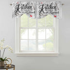 Kitchen Knife Fork Tie Up Valance Curtains for Windows, Kitchen Curtains Window Shades, Vintage Love Heart Grey Wood Grain Light Filtering Roman Curtain Valances for Bedroom/Bathroom/Cafe 60"x18"