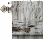 Kitchen Curtains Tiers and Valance Set of 3, Vintage Gate Light Filtering Window Curtain Set, Farmhouse Wooden Grain Shabby Chic Door Rod Pocket Curtain Drapes for Cafe, Living Room, 24 Inches Tiers