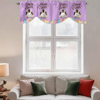 Purple Easter Tie Up Valance Curtains for Windows, Kitchen Curtains Window Shades, Spring Cartoon Bunny Colorful Eggs Wood Grain Light Filtering Curtain Valances for Bedroom/Bathroom/Cafe 42"x18"