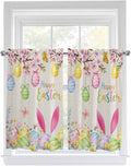 Happy Easter Kitchen Curtains 54 Inches Length, Spring Farmhouse Bunny Eggs Flower Beige Window Treatment Curtain Drapes, Thermal Insulated Drapes for Basement Hotel RV, 42"x54", 2 Panels