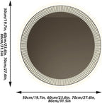 Bathroom Mirror with LED Lights, Wall Mirror with Touch Sensor, Round Mirror with Demister Pad, 3 Light Modes, for Living Room and Bathroom(A,60cm/23.6in)