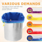 5 Pack 5 Gallon Filter Bags, 25-220 Micron Oxford Cloth All-Mesh Filter Bags with Color Coding System, Adjustable Drawstring Reusable Filter Bags for Fruit Juice Extraction, Soy Products, Home Kitchen
