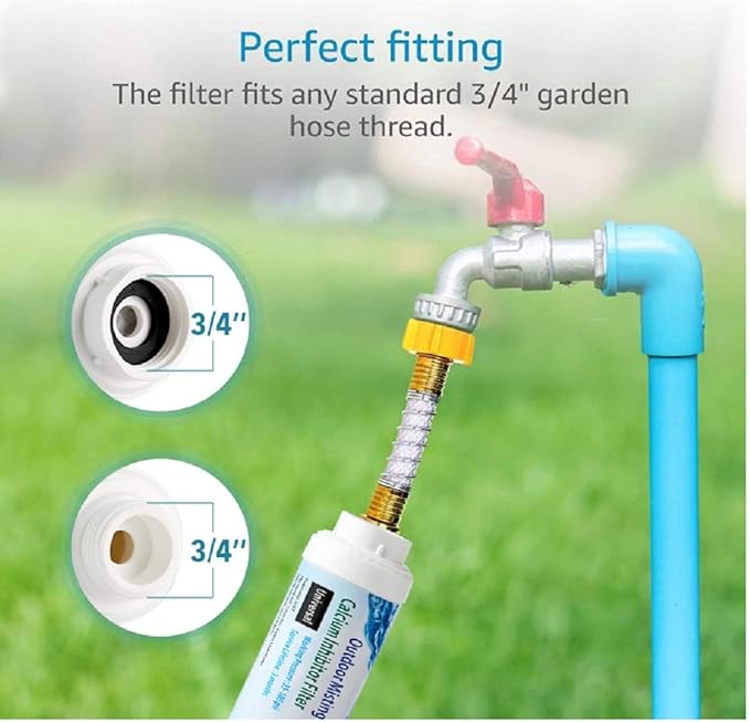 H&G lifestyles Calcium Inhibitor Filter for Misting System, Inline Garden Hose Water Softener, Reduce Hard Water Spots, Soften Water 3/4 GHT (Pack of 4)
