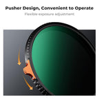 K&F CONCEPT 72mm Ultra-Low Reflectivity Putter Variable ND Filter ND2-ND400 (1-9 Stops) 28 Multi-Layer Coatings AGC Glass Adjustable Neutral Density Camera Lens Filter (Nano-X Series)